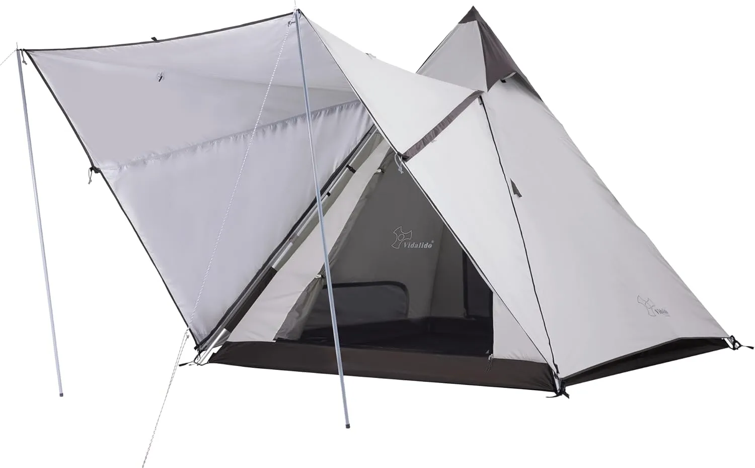 Vidalido 2-4 Person Tent Tall Teepee Tent for Adults Pop up Camping Tents with 2 Doors 6 Windows Double Layer Waterproof Family Tent Portable Instant Tipi Tent for Outdoor Camping Hiking Backpacking