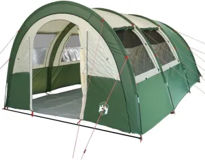 vidaXL 4-Person Green Tunnel Camping Tent, Waterproof, Mesh Walls, Detachable Rainfly, E-Port