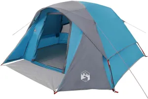 vidaXL 6-Person Family Tent Cabin - Blue Waterproof Camping Shelter with E-Port and Gear Loft, 252/317 x 136.2 x 76.8 Portable Hiking Tent