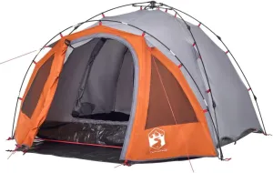 vidaXL Camping Tent Dome 3-Person, Garden Shelter, Portable Canopy for Outdoor Patio Hiking, Foldable Dome Tent, Gray and Orange Quick Release