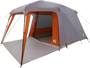 vidaXL Camping Tent with Porch-Dome 5-Person, Weatherproof Waterproof Grey/Orange, 280/450 x 108.3 x 89.8 inches, Portable Outdoor shelter, e-Port & Removable Fly Included