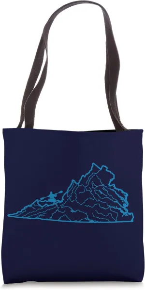 Vintage Virginia Kayak BlueWay Kayaker Kayaking Map Tote Bag