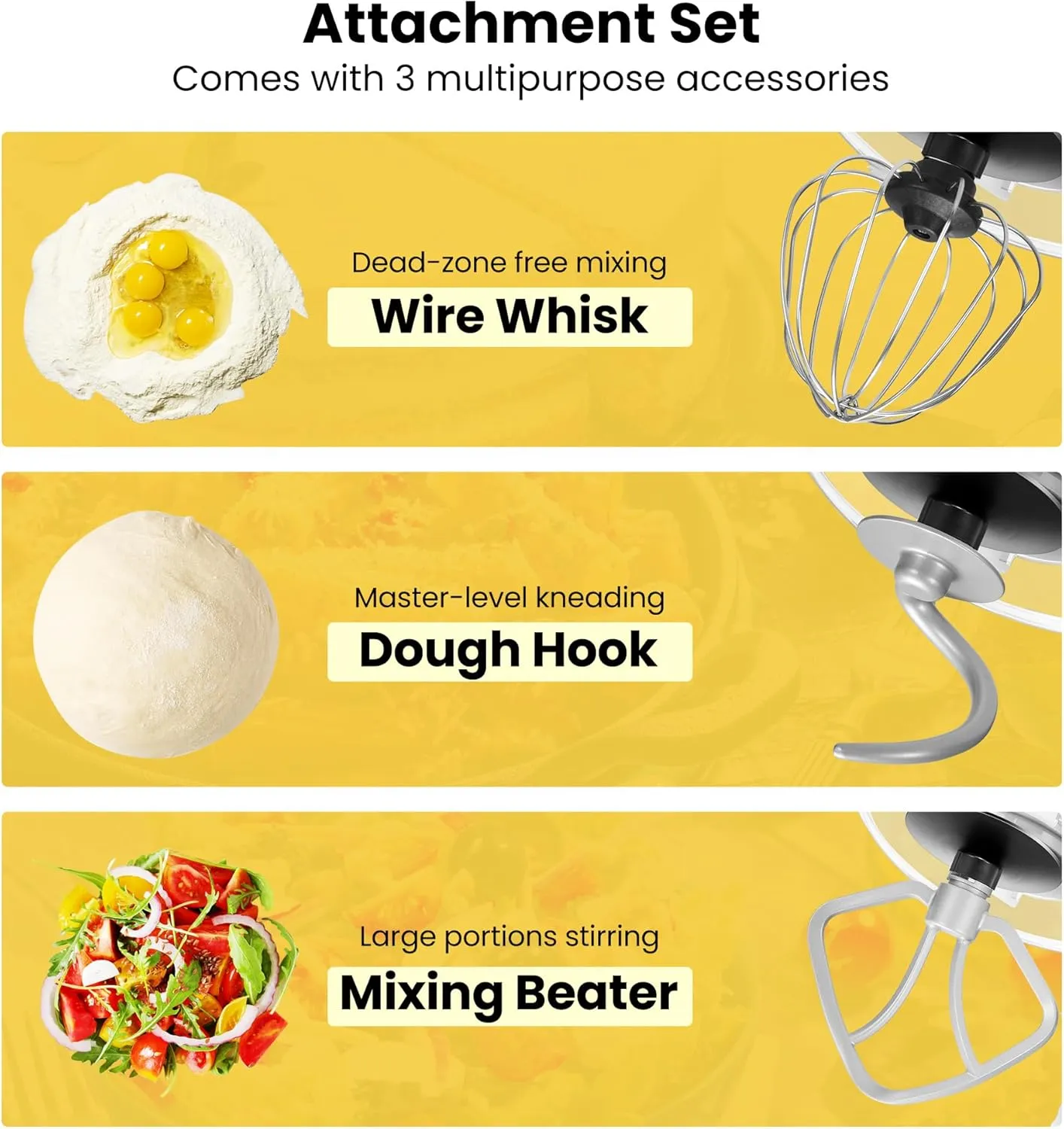 VIVOHOME Stand Mixer, 660W 10 Speed 6 Quart Tilt-Head Kitchen Electric Food Mixer with Beater, Dough Hook, Wire Whip and Egg Separator, Silver