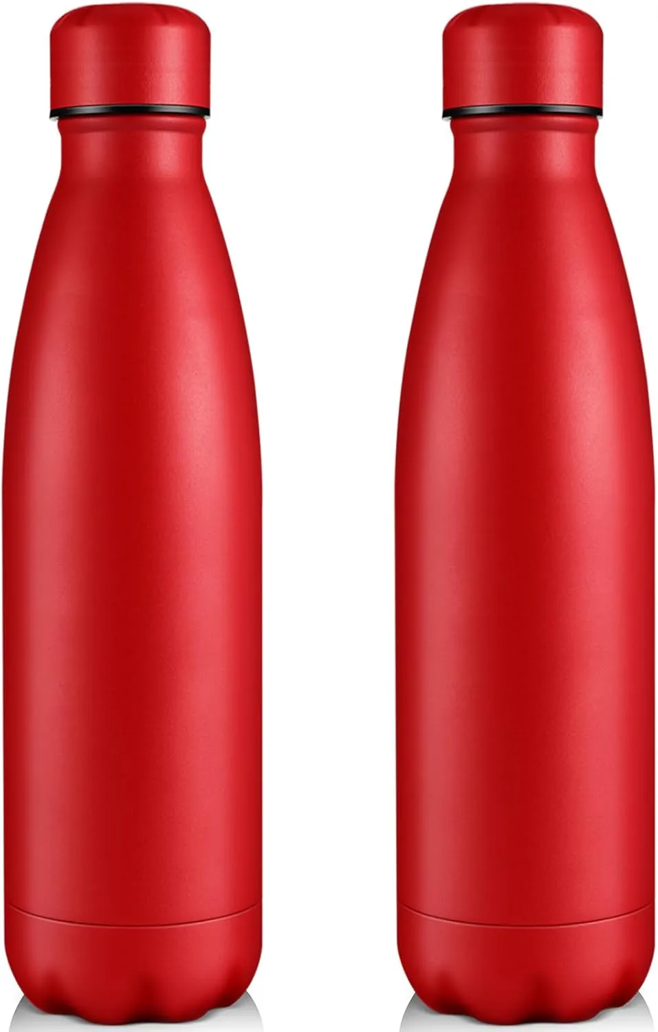 Volhoply 25oz Insulated Water Bottles 1/2/4 Pack, Double Wall Stainless Steel Vacuum Flask Keeps Cold 24H & Hot 12H, BPA Free Leakproof Bottle (Red,2 Pack)