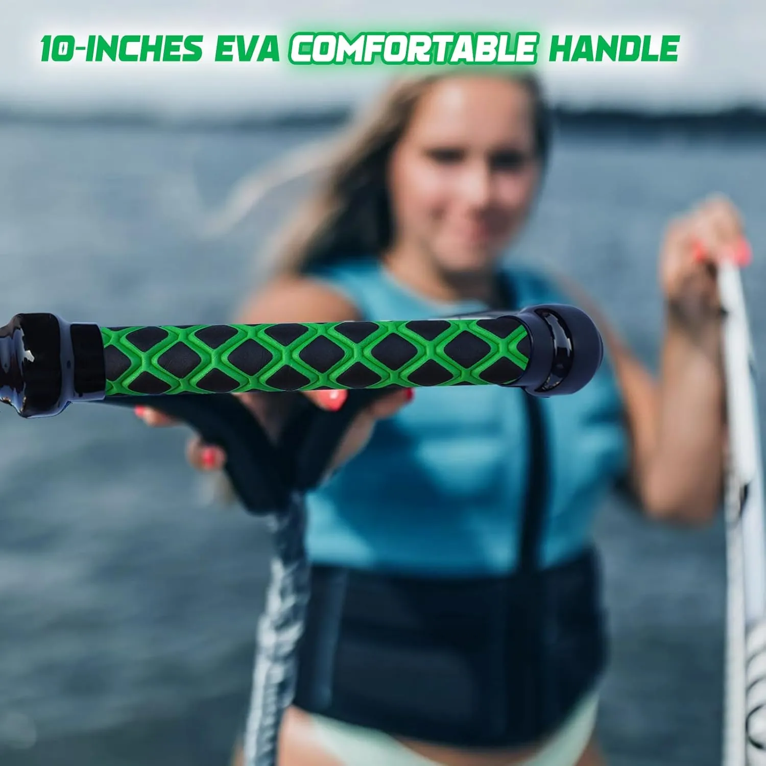Wakesurf Rope - ASVAEVAS 25ft Floating Wake Surf Ropes and Handle, 4 Sections Adjustable Surf Tow Rope for Wakesurfing and Watersports