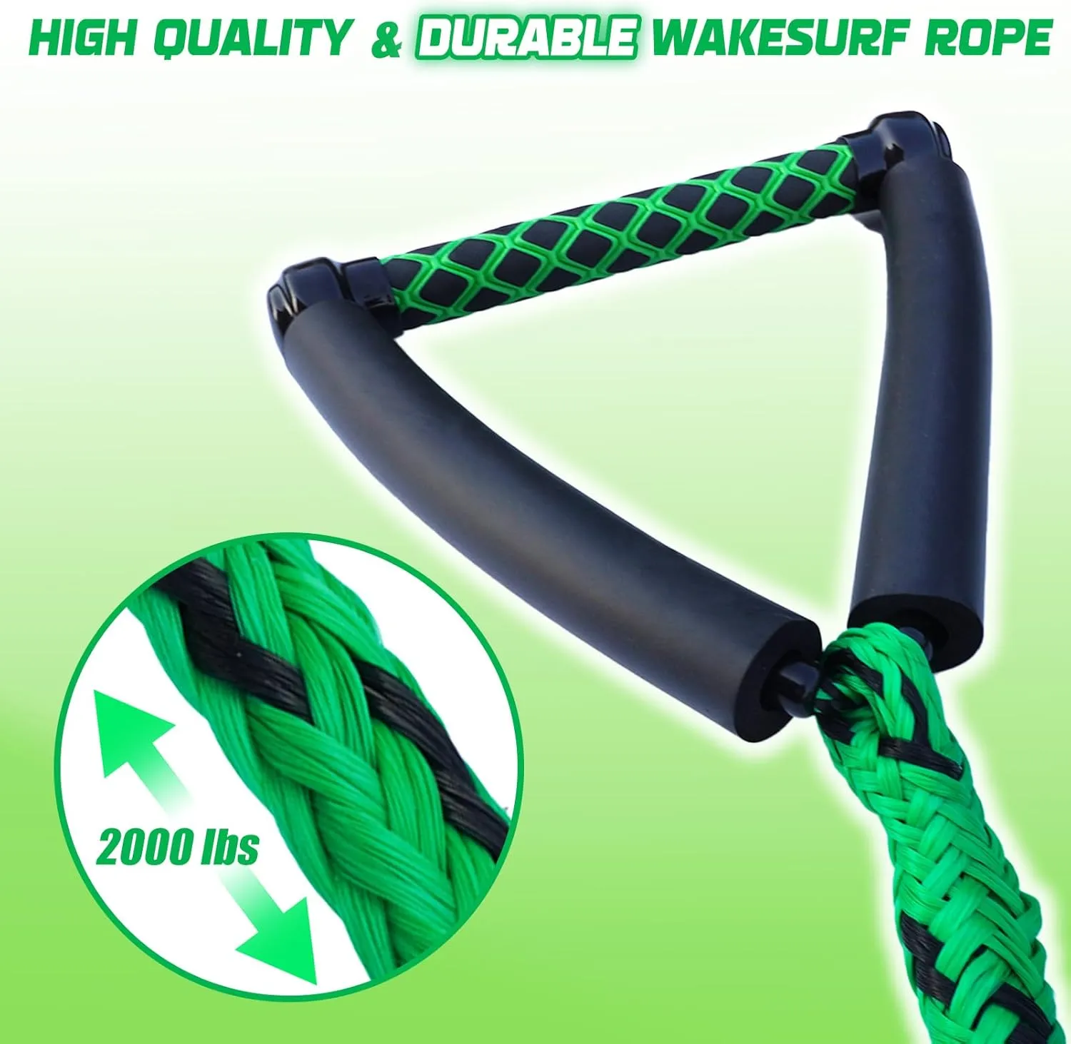 Wakesurf Rope - ASVAEVAS 25ft Floating Wake Surf Ropes and Handle, 4 Sections Adjustable Surf Tow Rope for Wakesurfing and Watersports