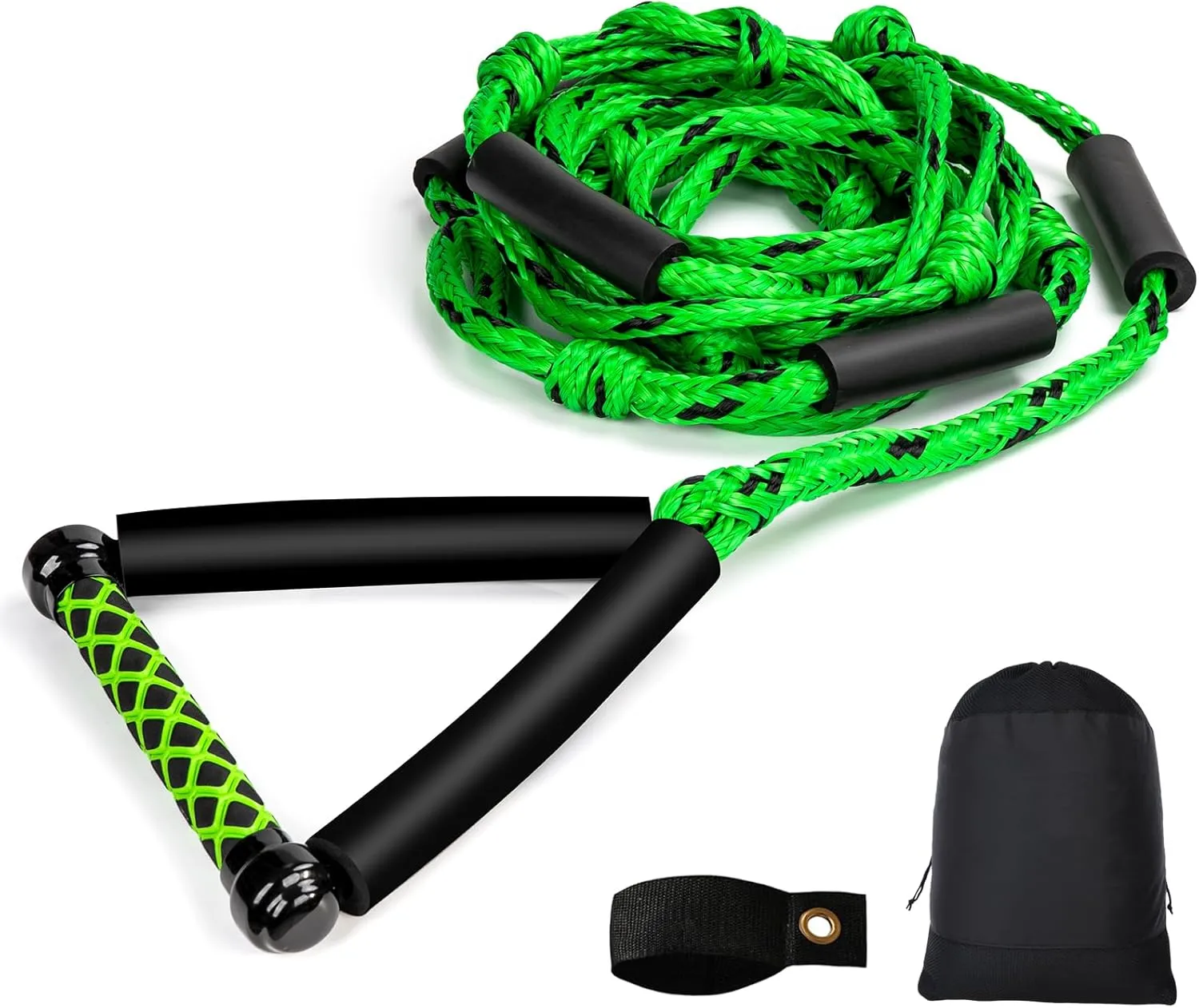 Wakesurf Rope - ASVAEVAS 25ft Floating Wake Surf Ropes and Handle, 4 Sections Adjustable Surf Tow Rope for Wakesurfing and Watersports