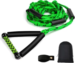 Wakesurf Rope - ASVAEVAS 25ft Floating Wake Surf Ropes and Handle, 4 Sections Adjustable Surf Tow Rope for Wakesurfing and Watersports