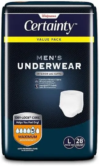 Walgreens Certainty Men's Underwear, Maximum Absorbency Large 28.0ea