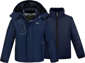 wantdo Boy's Ski Jacket Waterproof 3 in 1 Snow Coat Warm Fleece Winter Coat