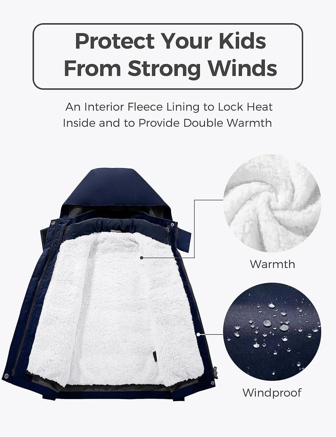 wantdo Boy's Ski Jacket Waterproof 3 in 1 Snow Coat Warm Fleece Winter Coat