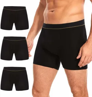 Washable Incontinence Boxer Briefs for Men - Cotton Urinary Leakproof Underwear with Fly, Enhanced Front & Rear Protection 150 ml Absorbency (3 Pack, Black, M)