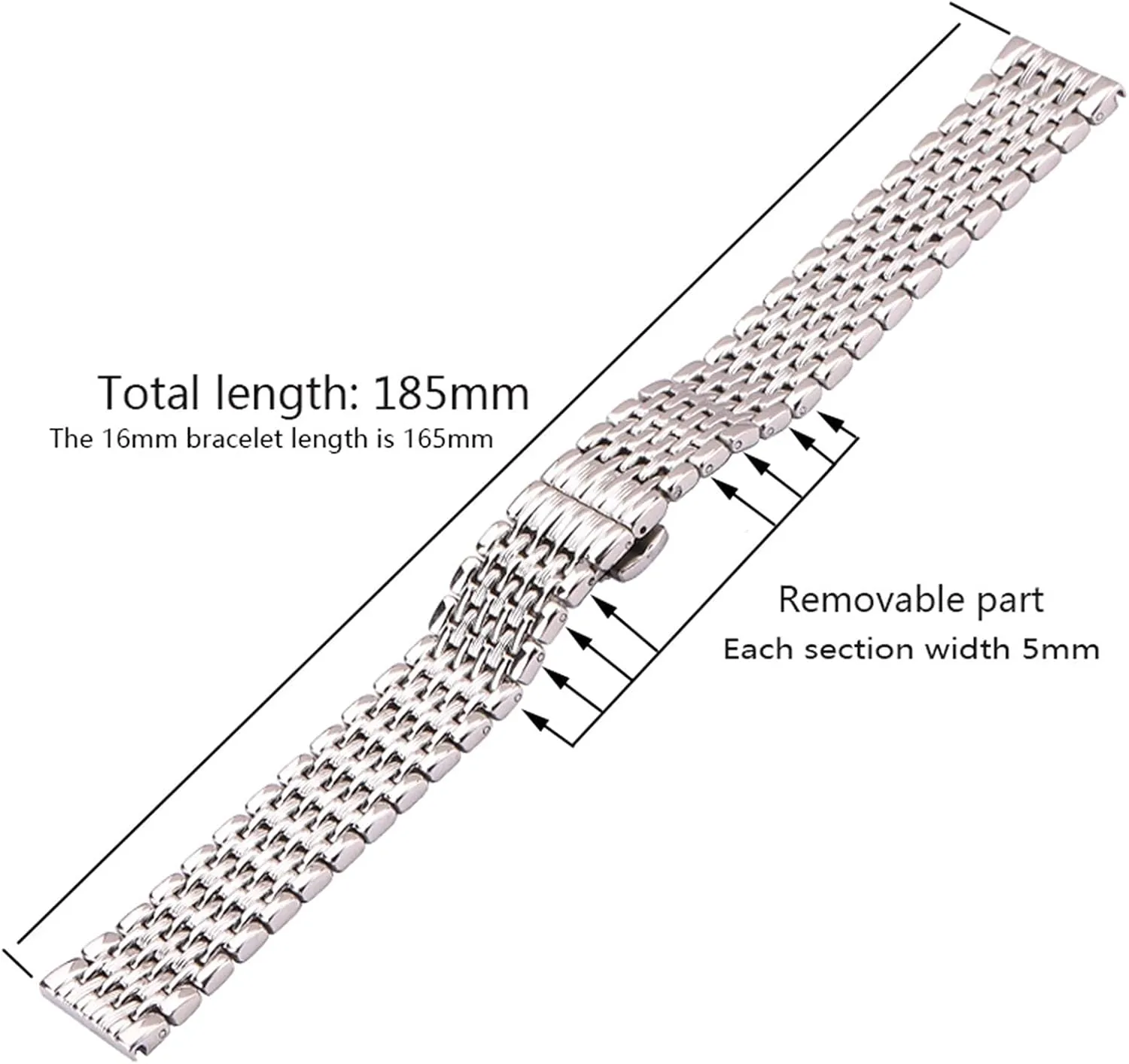 watch 16mm 18mm 20mm 22mm silver stainless steel watchbands women men solid wrist watch strap accessories