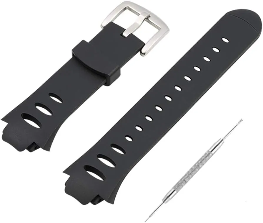 Watch Bands Compatible with Suunto Observer Tt St Sr G6 X6HRM, Classic Soft Rubber Replacement Wrist Strap for Suunto Observer Tt St Sr G6 X6HRM Smart Watch Black