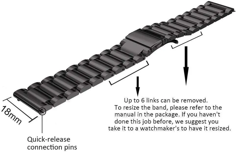 Watch Strap 18mm 20mm 22mm Stainless Steel Watch Strap for Smar Bracelet (Band Color: Silver, Band Width: 20mm)