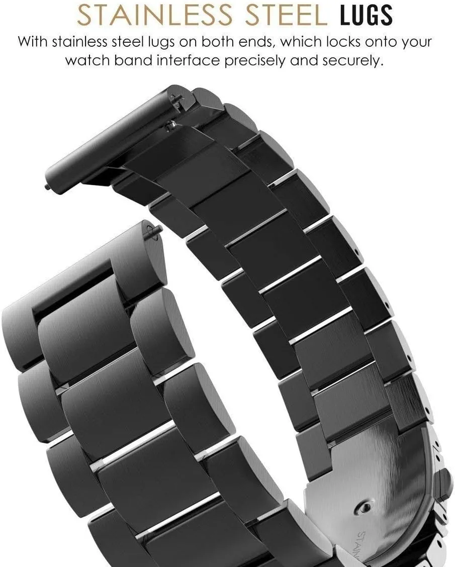Watch Strap 18mm 20mm 22mm Stainless Steel Watch Strap for Smar Bracelet (Band Color: Silver, Band Width: 20mm)