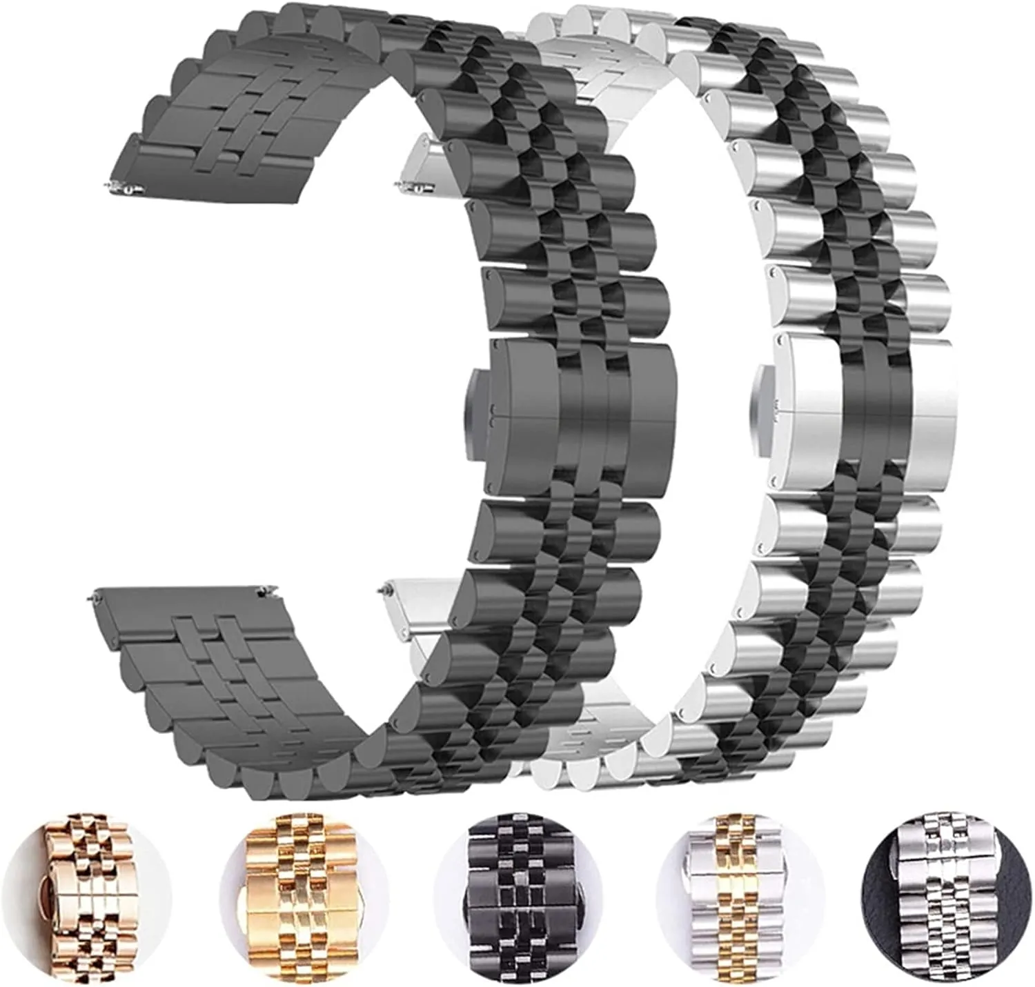 Watch Strap Brushed Solid Stainless Steel Strap, Suitable For Quick Release Metal 20 Mm 22