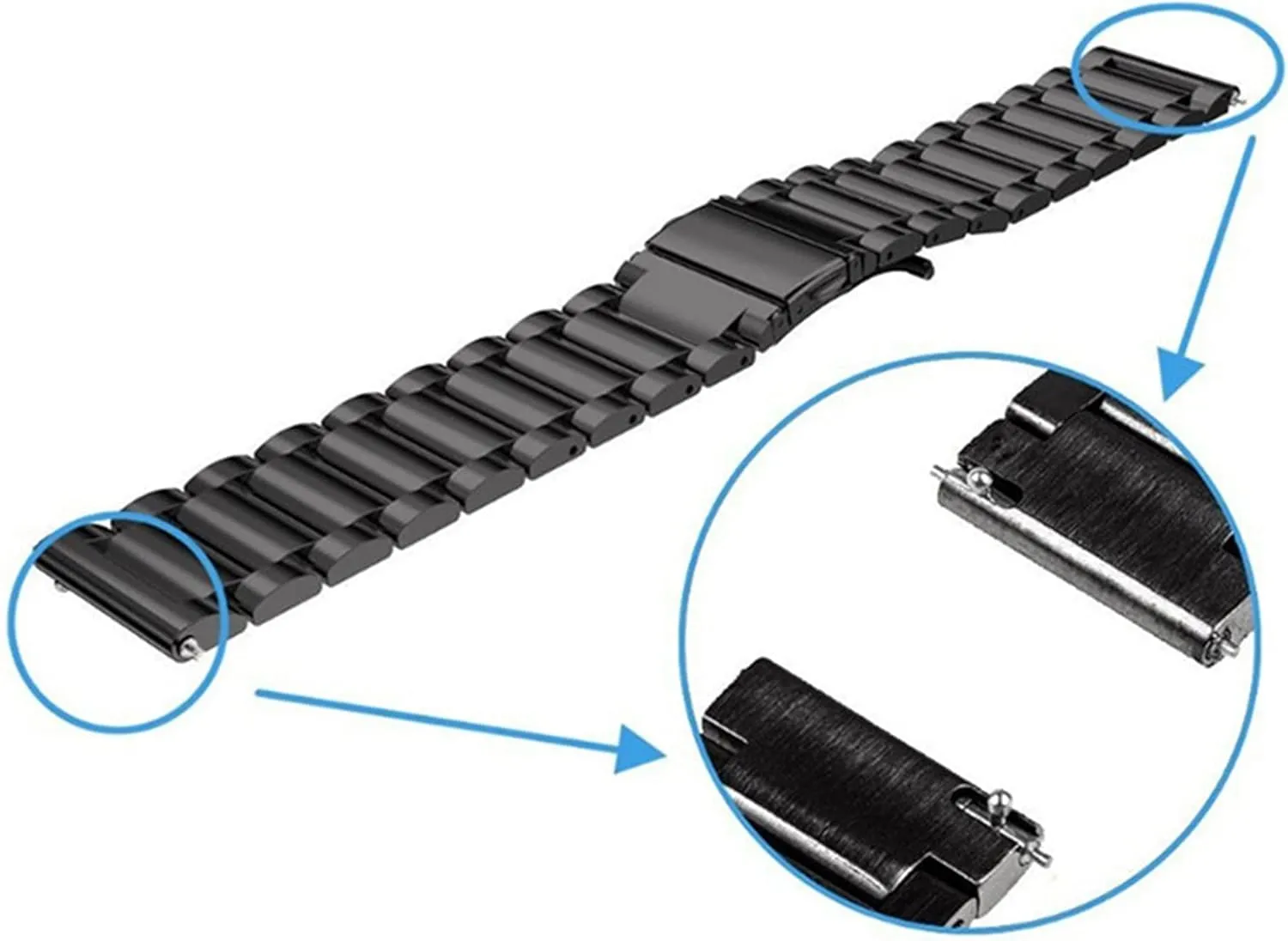 Watch Strap Metal Stainless Steel Bracelet 20mm Quick Release Accessories