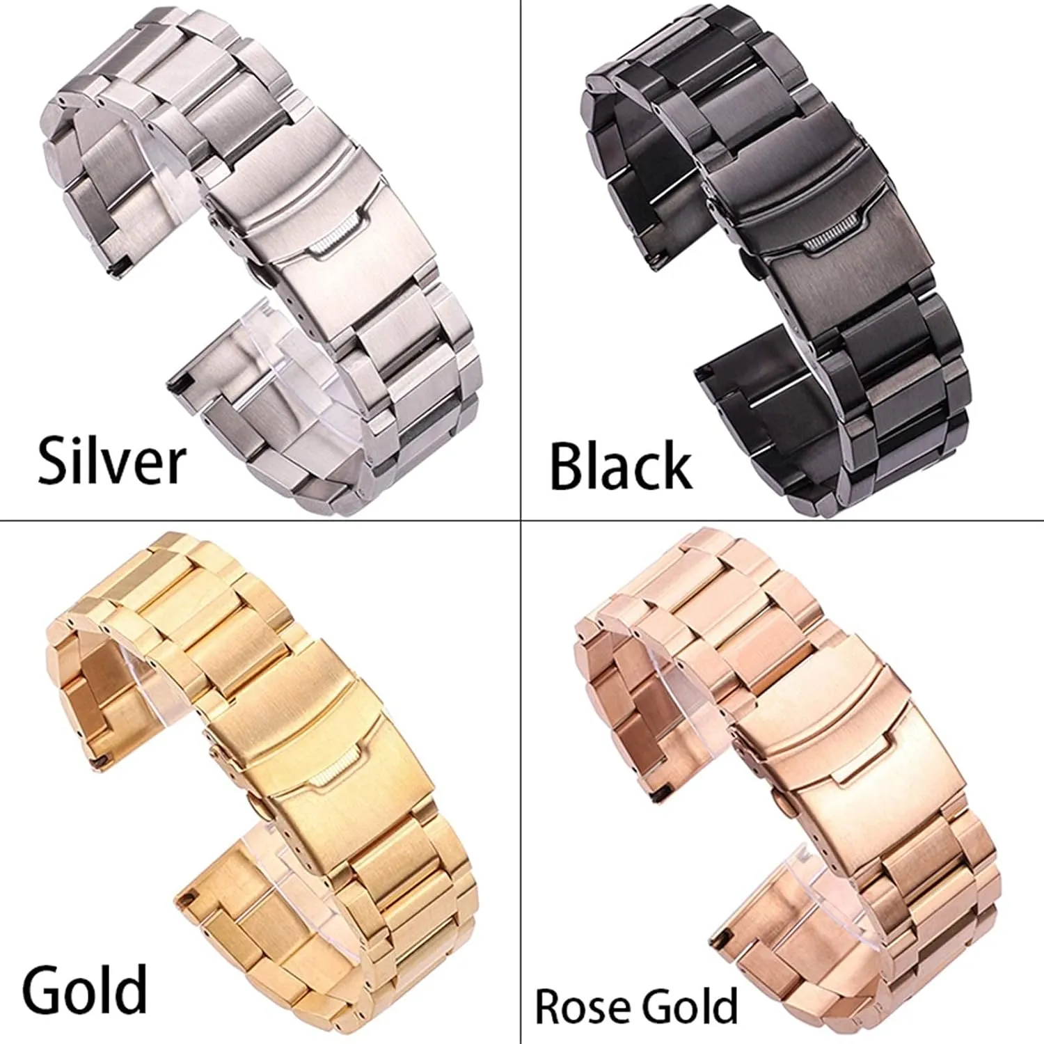watch strap, stainless steel strap 18mm 20mm 22mm 24mm brushed metal replacement accessories bracelet