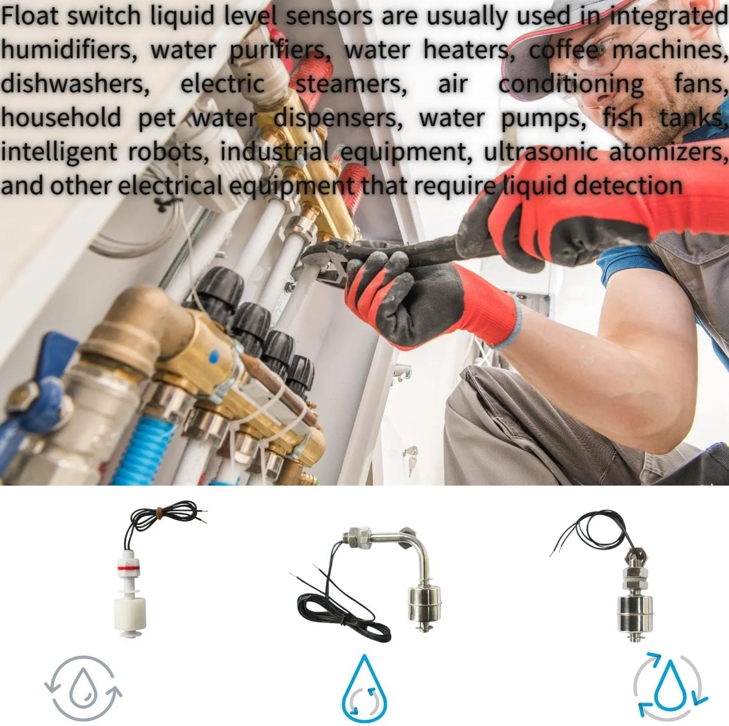 Water Level Sensor,Float Switch for Water Tank Fuel Level Sensor,304 Stainless Steel Fully Automatic Water Level Control Float Valve,can use for Working in Special Liquid