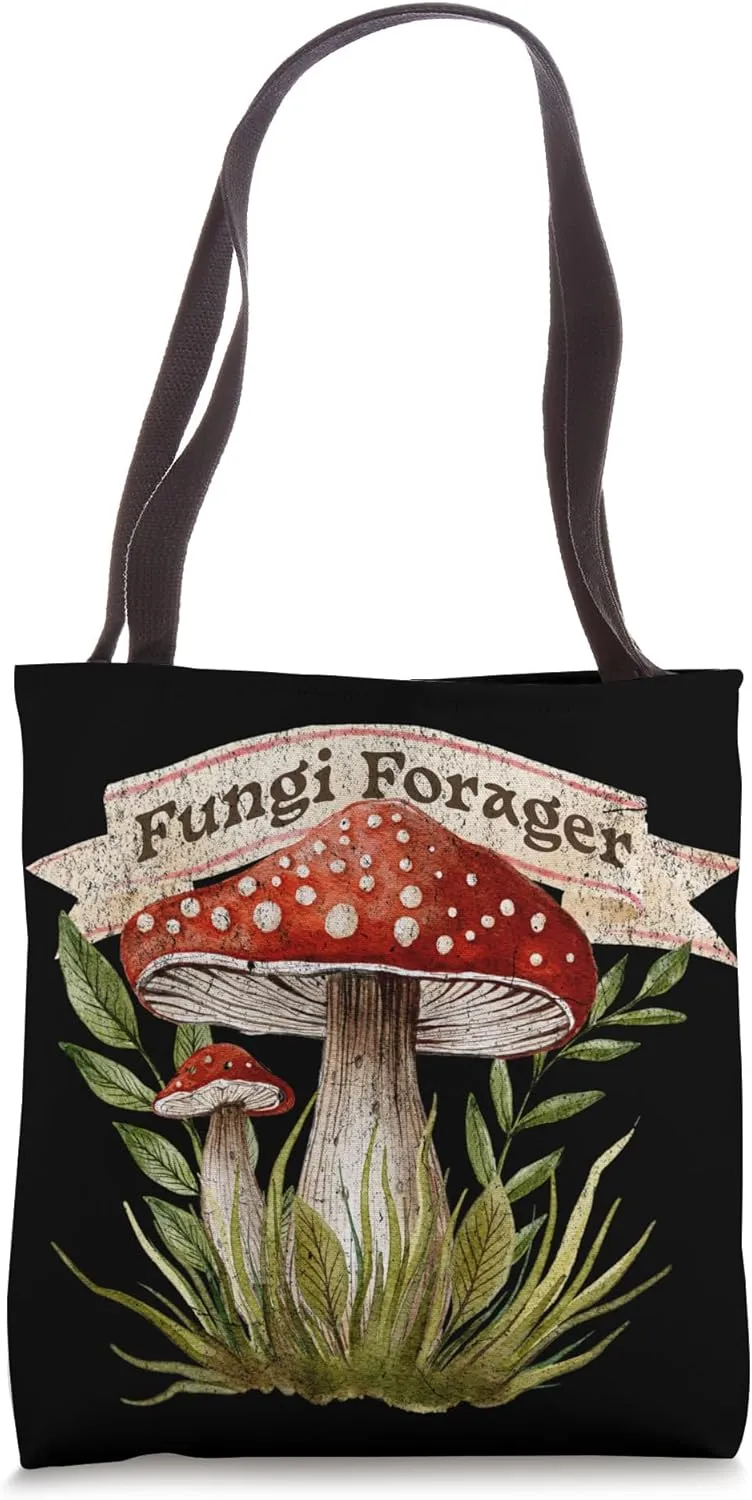 Watercolor Fungi Forager Mushroom Lover Red Toadstool Tote Bag