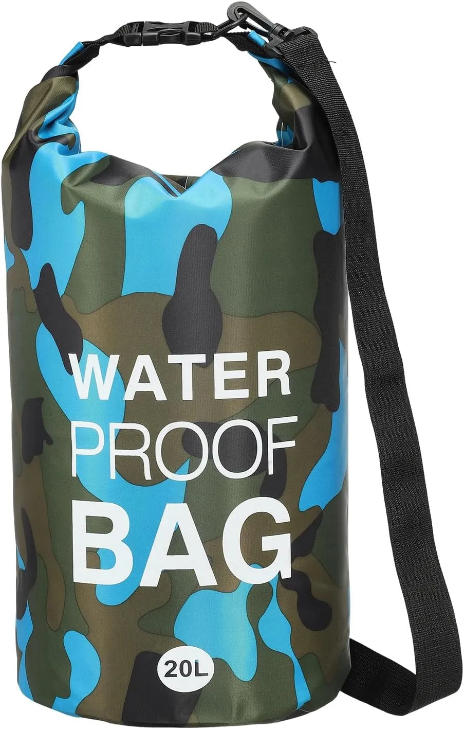 Waterproof Dry Bag, 20L Fit for Women Men Water Proof Bags Lightweight Dry Storage Floating Backpack with Whistle for Travel Boating Kayaking (Sky Blue Camouflage)