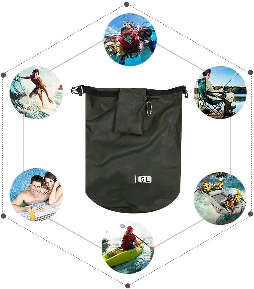 Waterproof Dry Bag, Dry Bag Sack Lightweight Outdoor Dry Bags Floating and Lightweight Dry Bags PVC Foldable Barrel Dry Bag Storage Carrying Bags Camping Hiking Beach (5L)