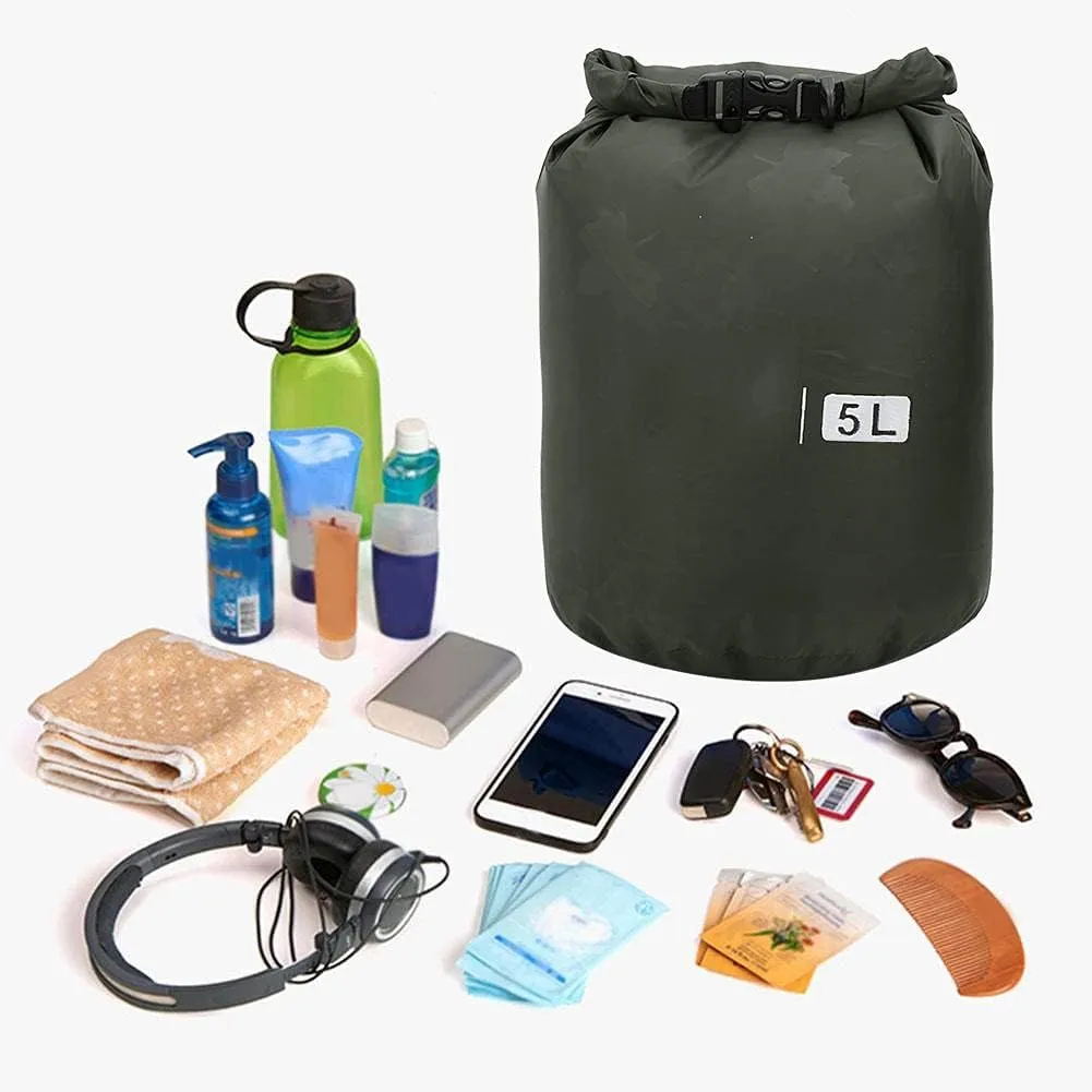 Waterproof Dry Bag, Dry Bag Sack Lightweight Outdoor Dry Bags Floating and Lightweight Dry Bags PVC Foldable Barrel Dry Bag Storage Carrying Bags Camping Hiking Beach (5L)
