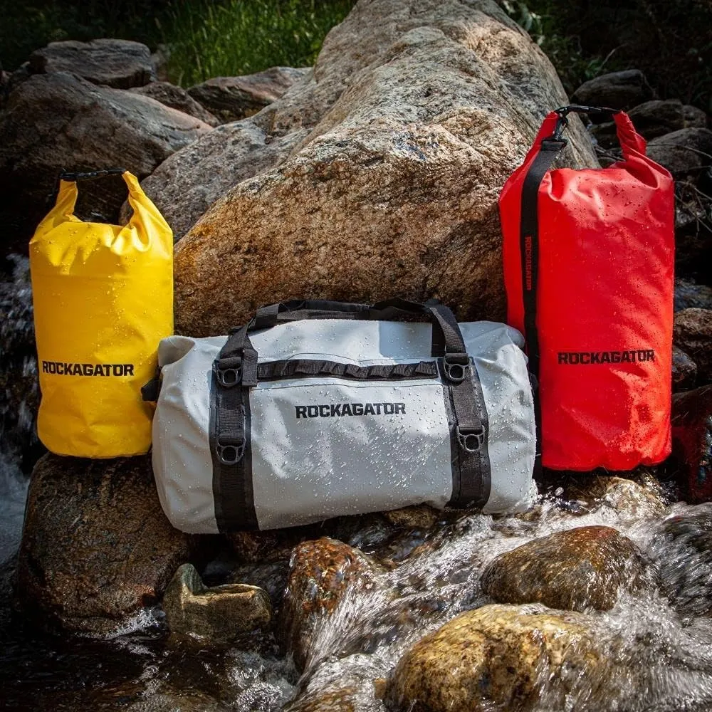Waterproof Duffle Bag for Travel and Camping with Roll-Top Closure, Durable, All-Weather, and Versatile Dry Bag - Rockagator Mammoth Series (60 Liter, Grey/Black)