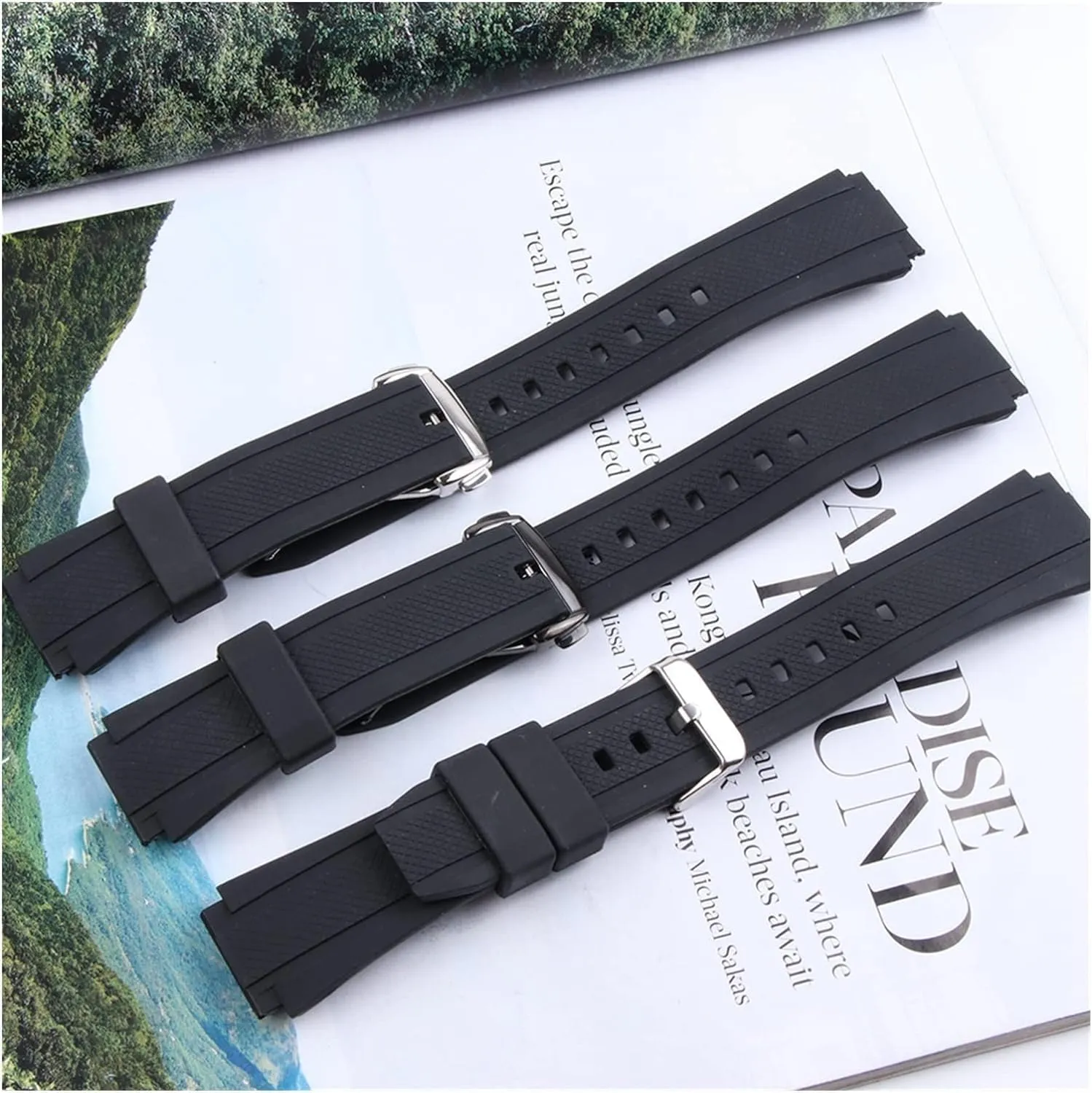 Waterproof Silicone Bracelets watch Strap For men Edifice Series EF-552 Man Rubber Watchbands with Durable Stainless Pin Buckle
