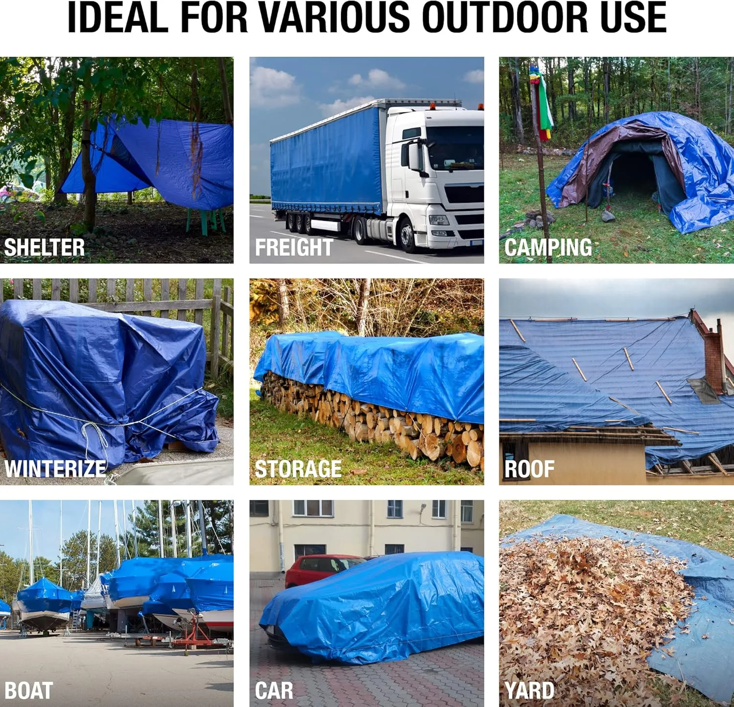Waterproof Tarps 30x30 - Multi Purpose 5 MIL Tarp - High Durability 30x30 Tarp - Construction, Rain Shelter, Outdoor Cover and Camping Use