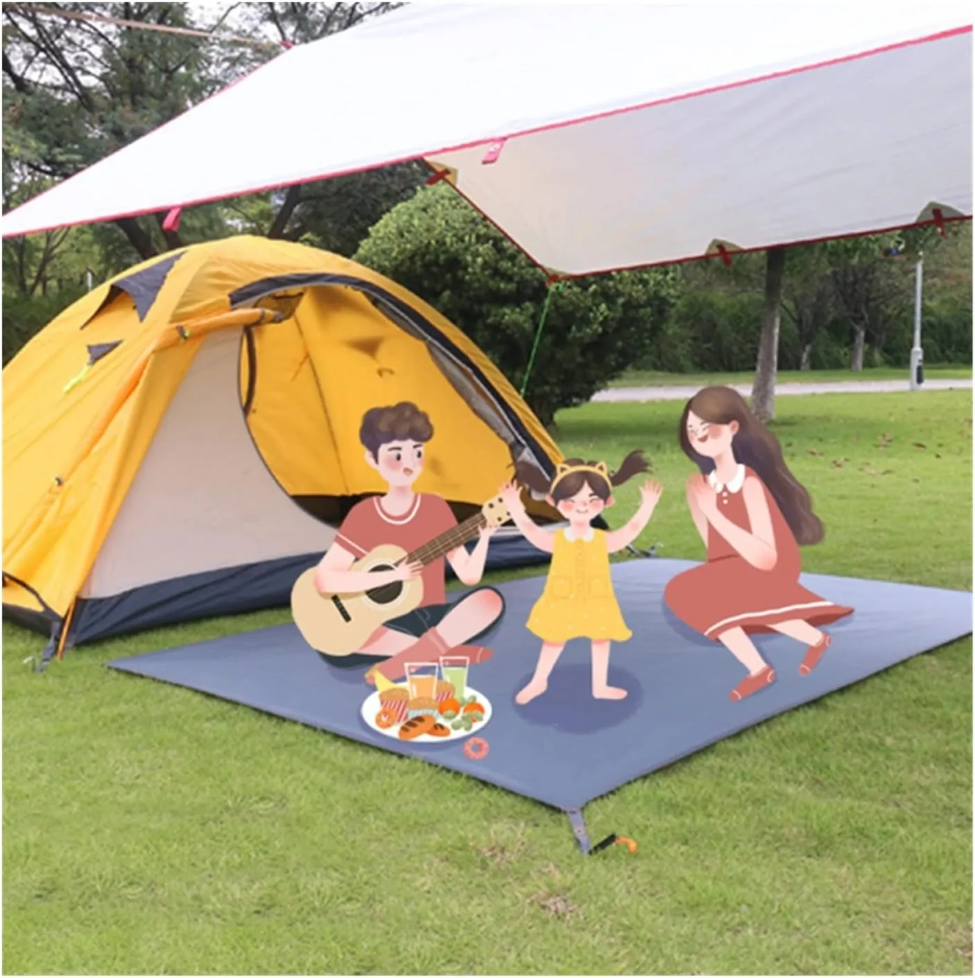 Watertight Camping Tarp Thicken Picnic Mat Durable Beach Pad Multifunctional Tent Footprint Sun Canopy Ground Sheet for Hiking (Color : /, Size : XL)