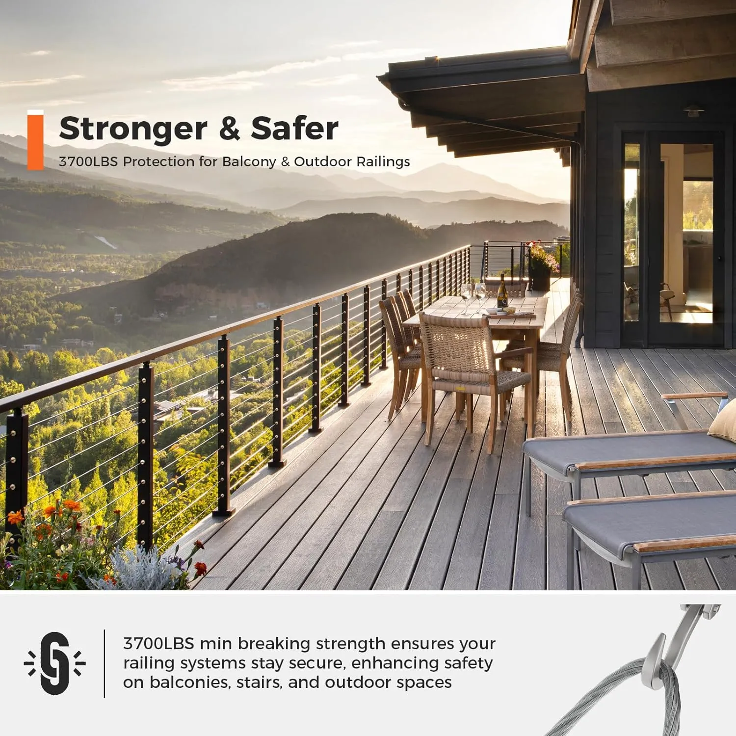 WAYSKA Stainless Steel Cable 3/16 Inch, 500FT 304 Stainless Steel Wire Rope, 7 x 19 Strands Construction for Deck Cable Railing Systems, Clotheslines, Ziplines, and DIY Balustrades