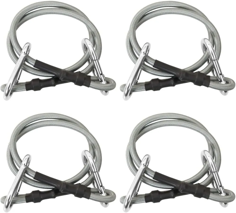 Weather-Resistant Rubber Ropes with Carabiners for Enhanced Strength and Security, Ideal for Outdoor Use, 27.6" Long, Set of 4