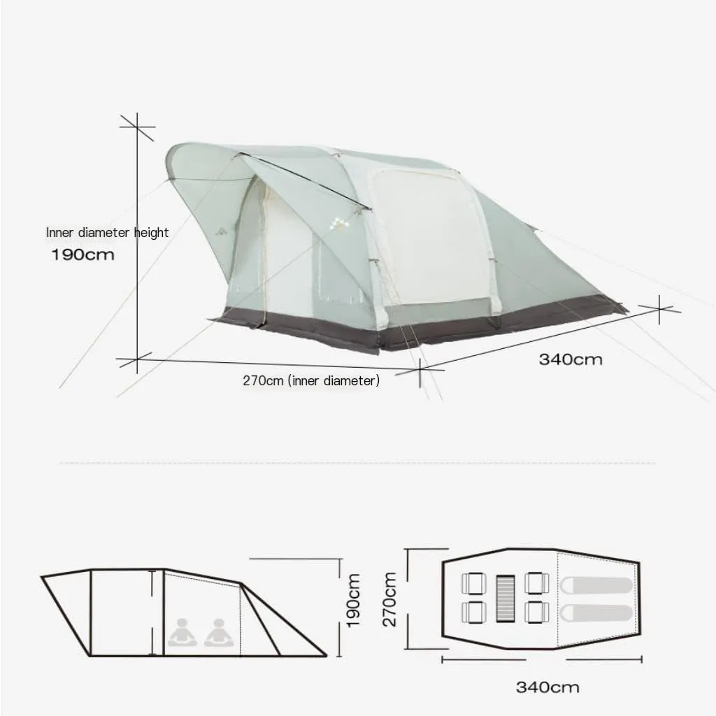 Weatherproof Tents Camping Tent 2 Rooms and 1 Living Room Inflatable Portable Foldable Rain-Proof Picnic Camping Essentials Camping and Hiking Tents