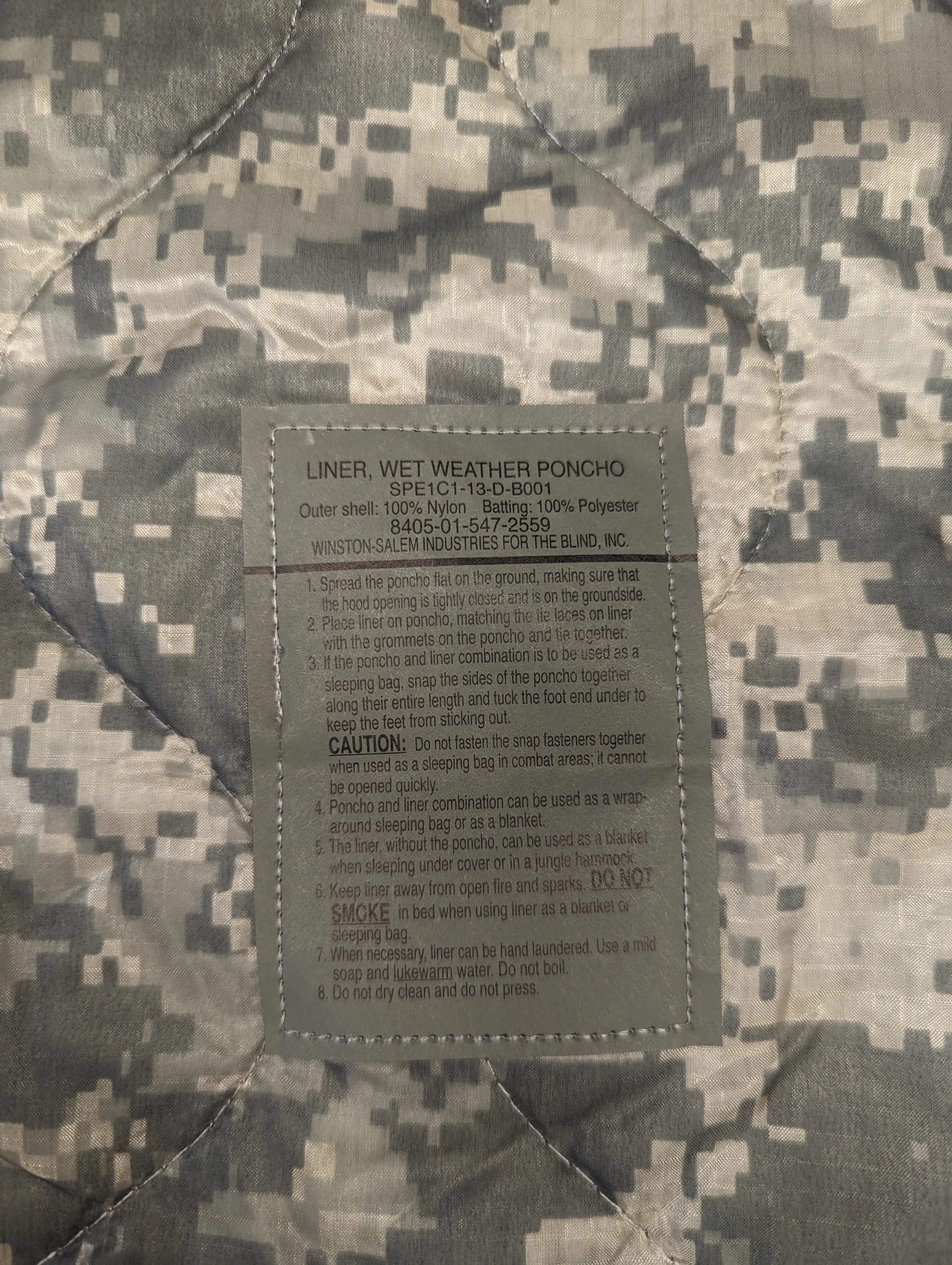 Wet Weather Poncho Liner - ACU