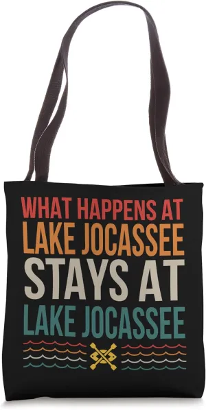 What Happens At Lake Jocassee Lake Life Kayaking Camping Tote Bag