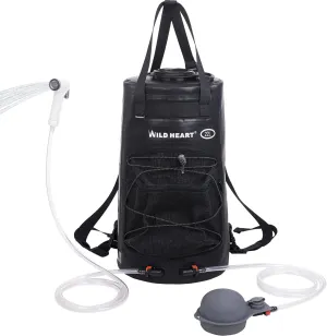 WILD HEART Camping Shower 22L/ 12L Portable Shower for Camping with Pressure Foot Pump and Hose - Solar Shower Bag Backpack for Camping, Road Trip & Outdoor Use