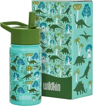Wildkin Kids 14oz Stainless Steel Water Bottle – BPA-Free, Leakproof, Insulated, Easy-Clean - Dinomite Dinosaurs