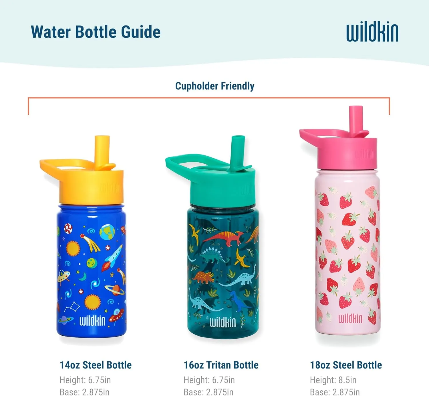 Wildkin Kids 14oz Stainless Steel Water Bottle – BPA-Free, Leakproof, Insulated, Easy-Clean - Dinomite Dinosaurs