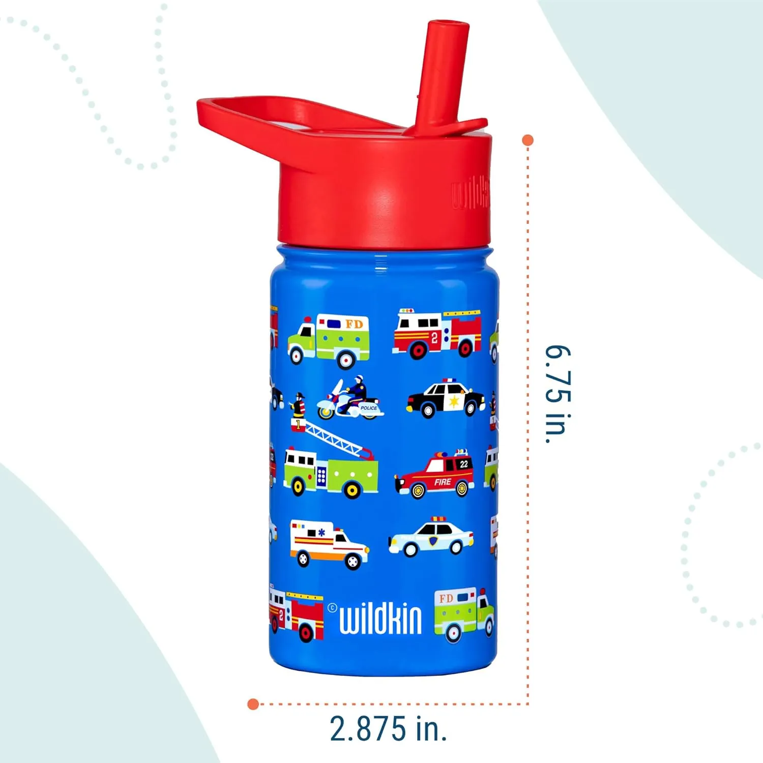 Wildkin Kids 14oz Stainless Steel Water Bottle – BPA-Free, Leakproof, Insulated, Easy-Clean - Heroes