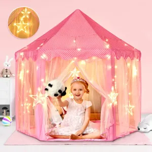 wilwolfer Princess Tent for Girls with Large Star Lights, Kids Play Tent Large Space Playhouse for Children Indoor Games, Toy & Gift for Kids Girls & Boys Age 3  Child