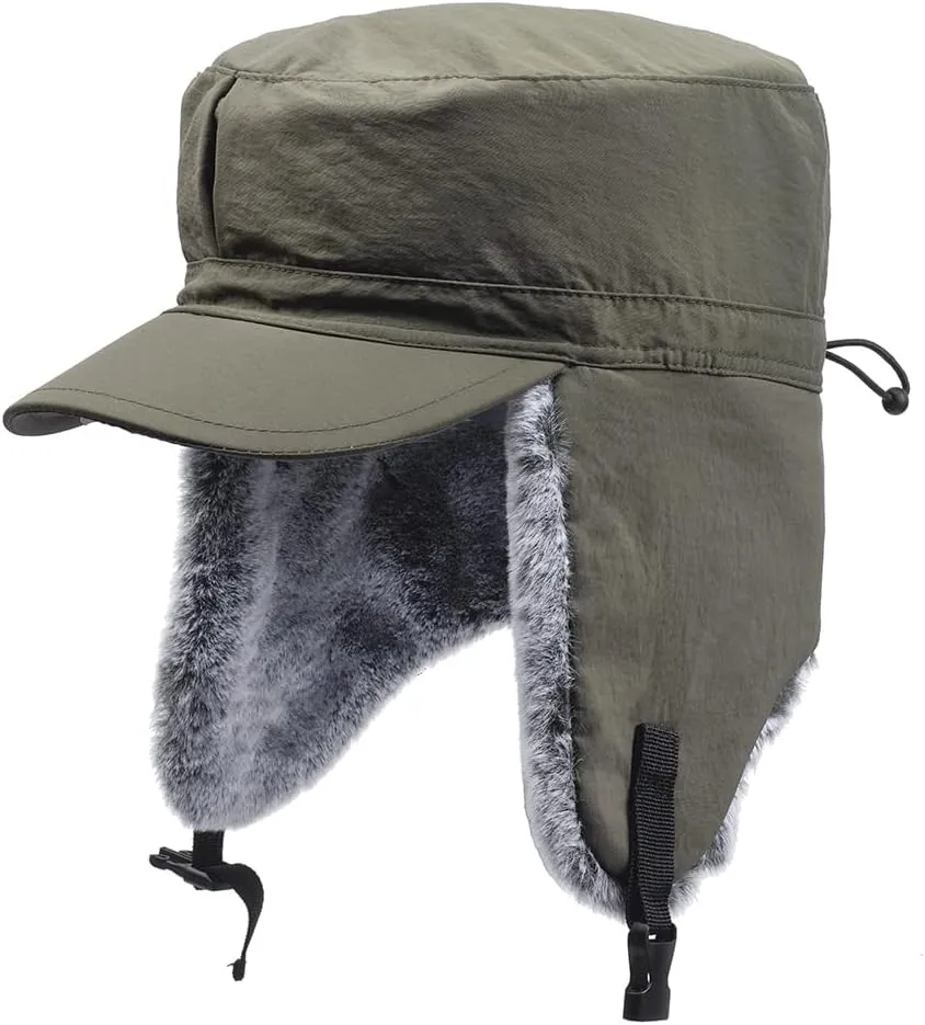 Winter Men Women Tweed Trapper Hunting Hat Elmer Fudd Army Cadet Cap Buffalo Fleece Ear Flaps