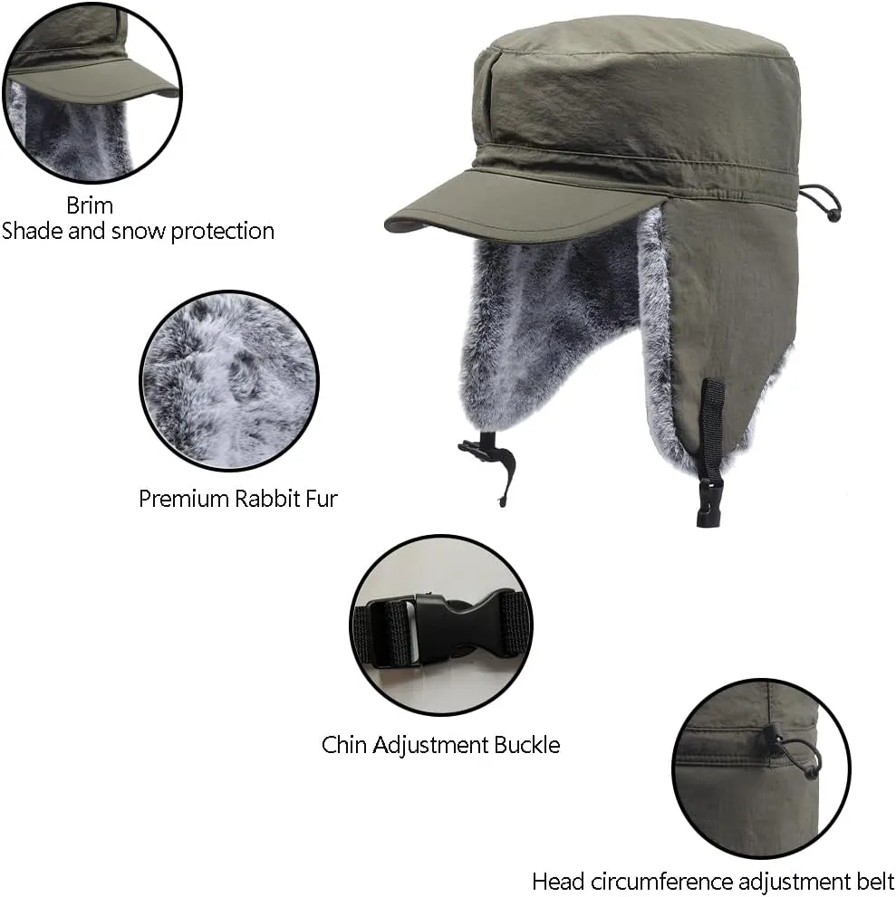 Winter Men Women Tweed Trapper Hunting Hat Elmer Fudd Army Cadet Cap Buffalo Fleece Ear Flaps
