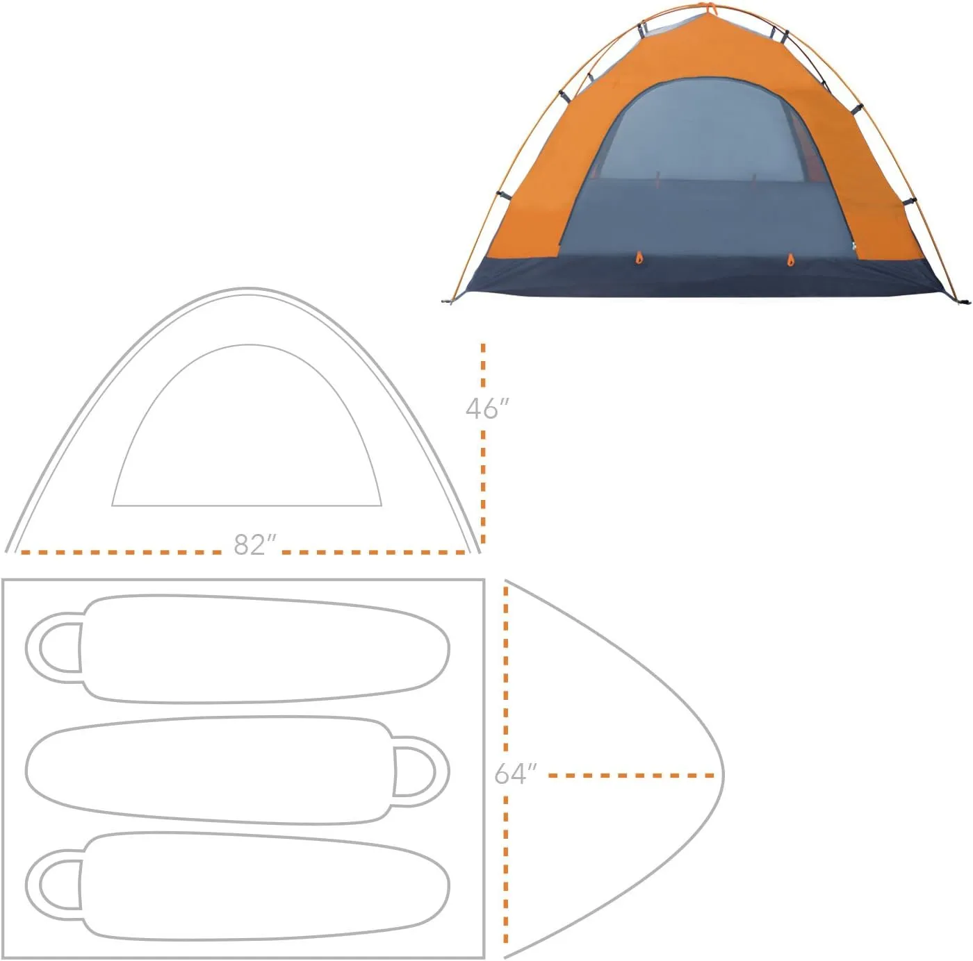 Winterial Camping Tent, 1/3/6 Person Lightweight Personal Bivy 1 to 6 Person Tent with Waterproof Tent Rainfly, Durable Stitched Tent for Camping, Beach, Backpacking, Hiking, and Festivals.