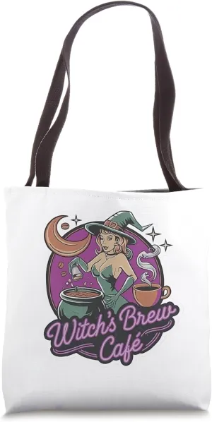 Witch’s Brew Café - Spooky & Cozy Retro-Style Tote Bag