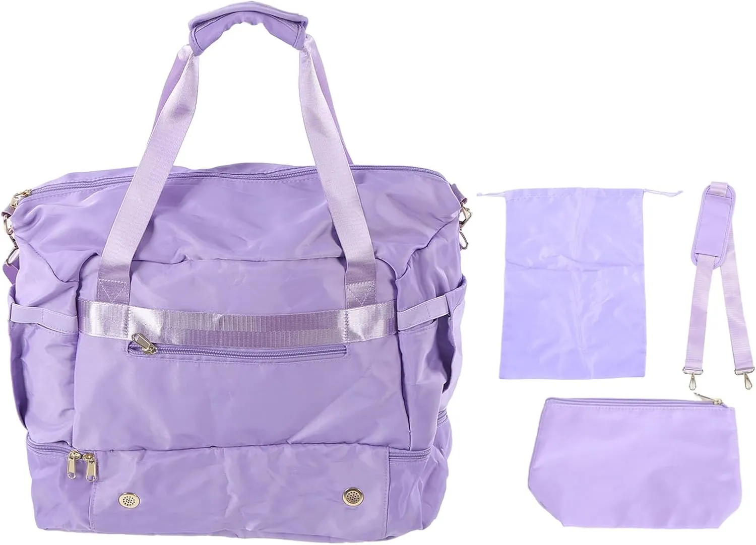 Women Sports Gym Bag Multiple Pockets Large Capacity Workout Travel Bag With Usb Charging Port For Fitness (Lavender Violet)