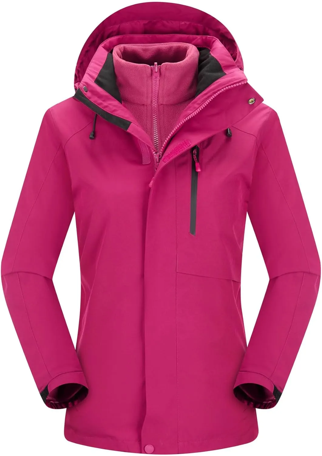 Women Winter Coat Double Warm Jacket Women's 3-in-1 Waterproof Jacket Hooded Rainproof Jacket Ski Jacket