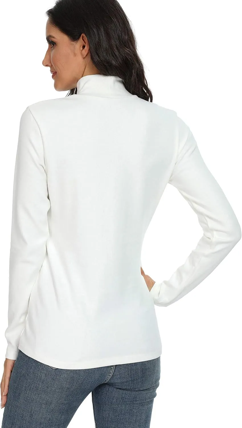 Women's Cotton Mock Turtleneck Long Sleeve Basic Thermal Top