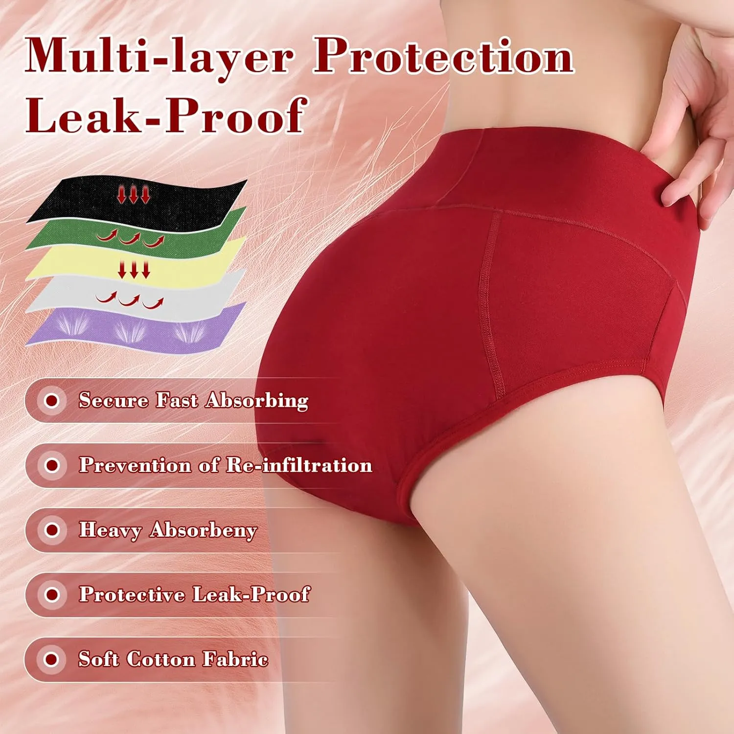 Women's Incontinence Briefs Washable XXL Urinary Protective Underwear Womens Leakproof Panties Postpartum Bladder Leak Proof Underwear(3color, 2XL)
